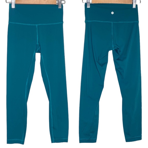 Lululemon Emerald Green Wunder Under High Rise Tight Legging 25" Nulux Size 6 - Picture 2 of 11